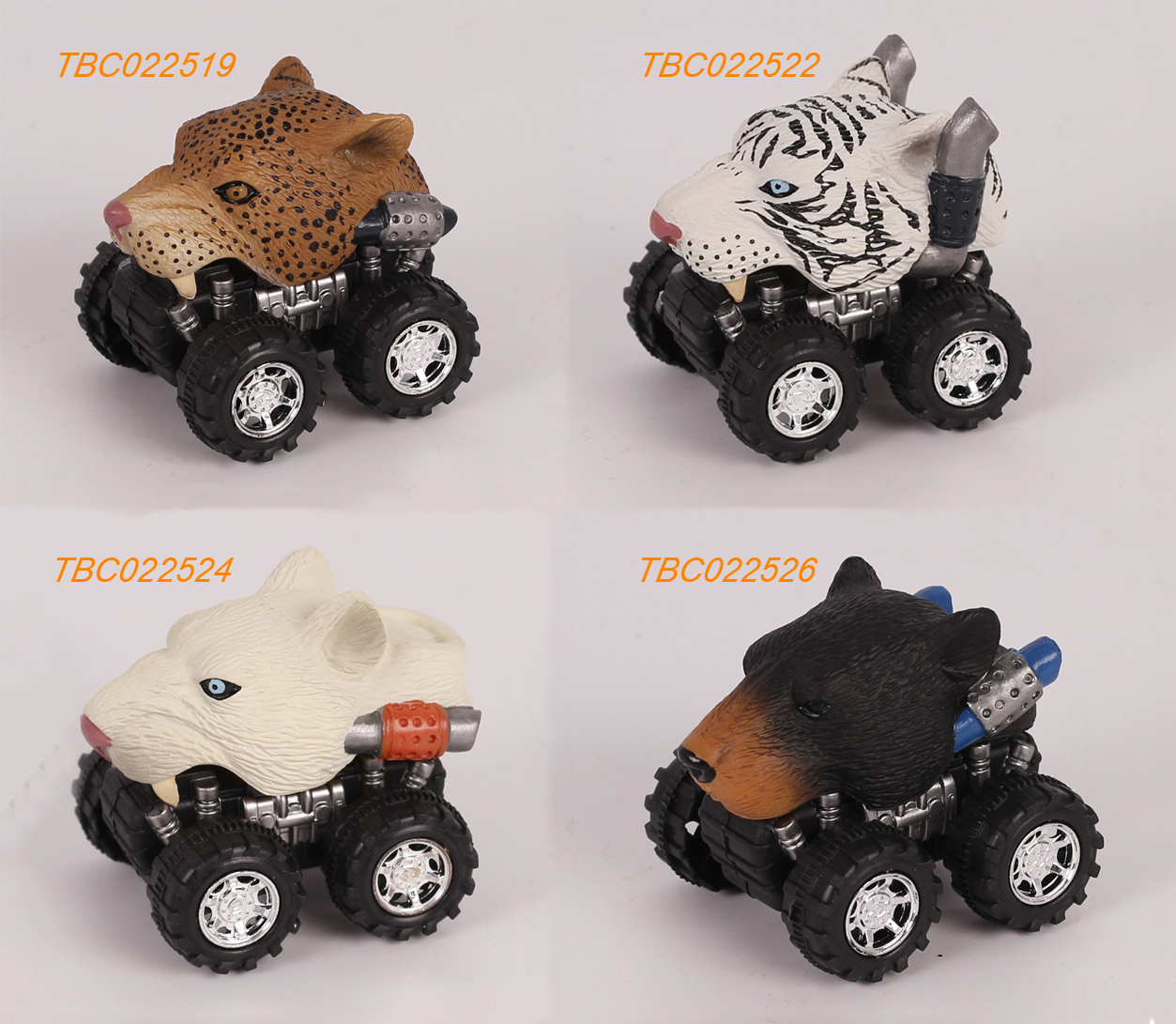 Plastic toy wild animal pull back car - Leopard/Tiger/Lion/Bear