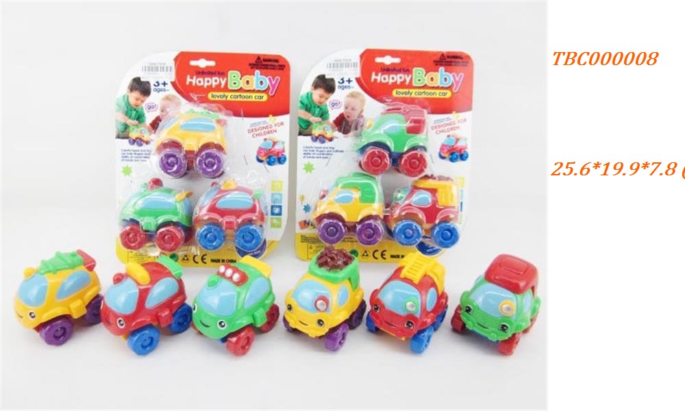 3 pcs in 1 belister card pull back cartoon cars