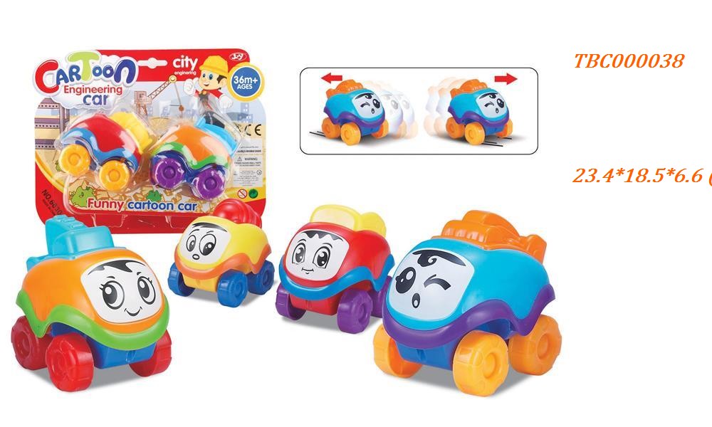 Pull back cartoon cars with happy face
