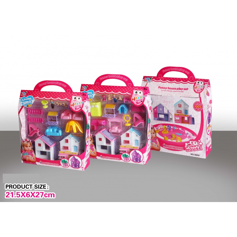 Funny mini plastic villa toy beautiful villa set toys princess castle toys for kids