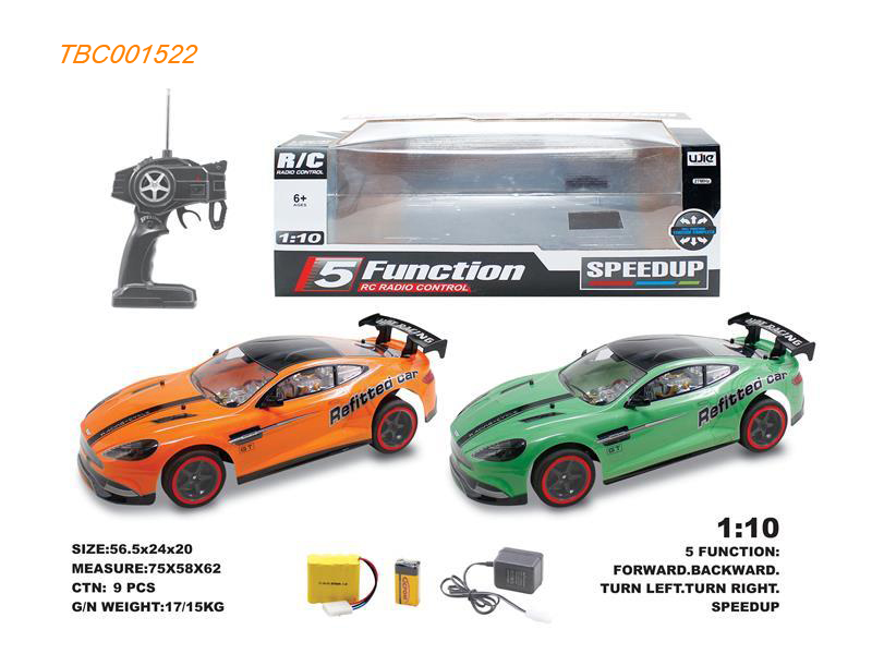 1:10 5CH RC car with speed up included rechargeable batteries