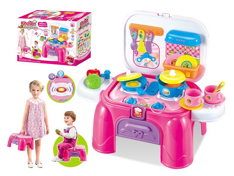 Girl kitchen storage desk with sound light Kitchen Desk play set