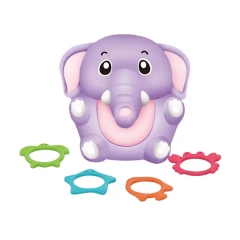 Ring toss water game soft rubber bath shower toys elephant for baby with 4 rings