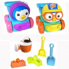 7PCS Beach toy set ATV (car、rake、shovel、kettle、2 castles)